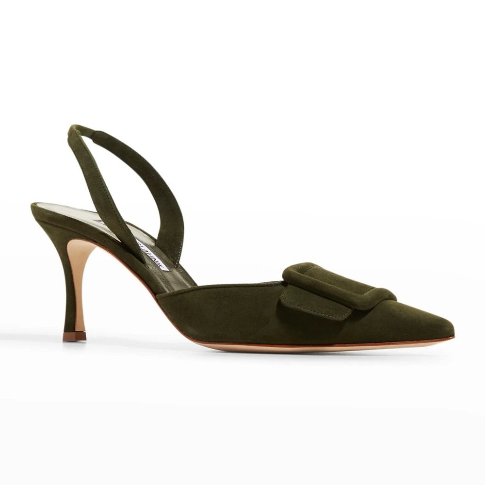 Manolo Blahnik - Maysli Suede Bow Slingback Pumps
